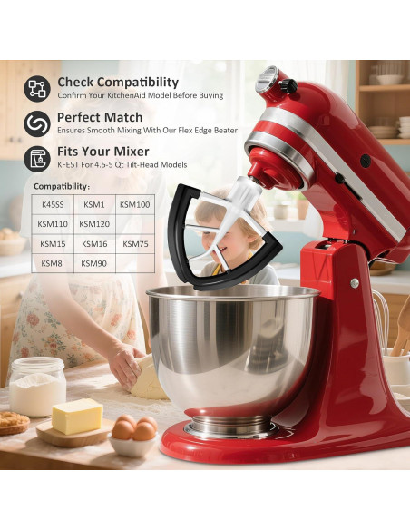 Batidor Flex Edge KitchenAid 4.5/5 Qt Negro - Silicona Auto-Scrape
