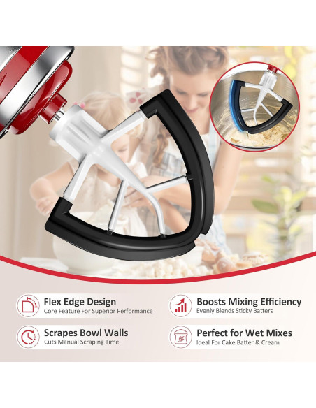 Batidor Flex Edge KitchenAid 4.5/5 Qt Negro - Silicona Auto-Scrape
