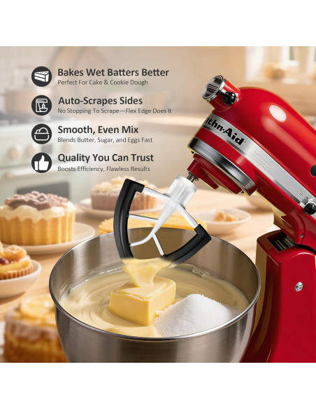 Batidor Flex Edge KitchenAid 4.5/5 Qt Negro - Silicona Auto-Scrape