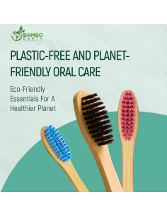 Set de 4 Cepillos de Dientes de Bambú BAMBOEARTH - Ecológicos y Biodegradables 2