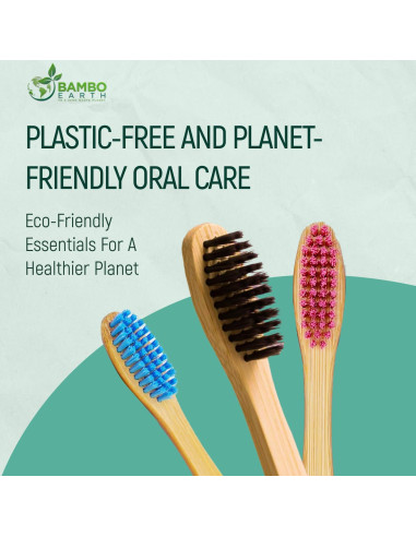 Set de 4 Cepillos de Dientes de Bambú BAMBOEARTH - Ecológicos y Biodegradables