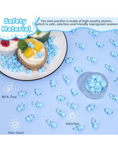 150 Mini Chupetes de Plástico para Baby Shower - Decoración DIY