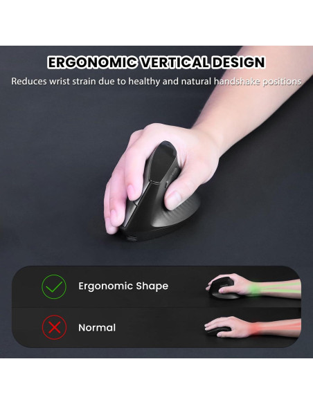 Ratón Inalámbrico A.JAZZ I300 Ergonómico Recargable 800/1200/1600 DPI