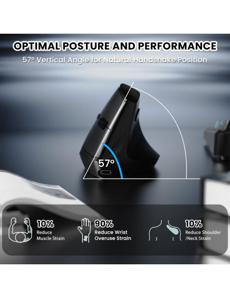 Ratón Inalámbrico A.JAZZ I300 Ergonómico Recargable 800/1200/1600 DPI