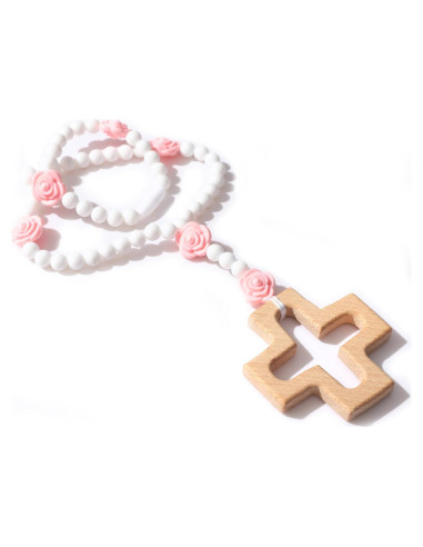 Rosario de Silicona WAOUH con Cruz - Regalo Bautizo Niños