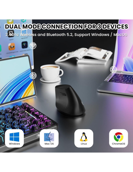 Ratón Inalámbrico A.JAZZ I300 Ergonómico Recargable 800/1200/1600 DPI