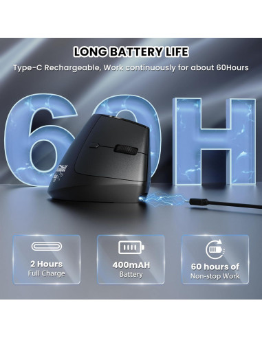 Ratón Inalámbrico A.JAZZ I300 Ergonómico Recargable 800/1200/1600 DPI