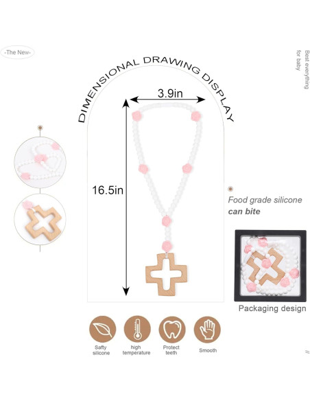 Rosario de Silicona WAOUH con Cruz - Regalo Bautizo Niños