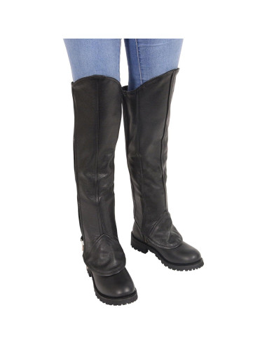 Chaps de cuero para mujer Milwaukee con cremallera negra