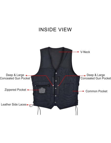 Chaleco de Cuero para Motocicleta Dream Apparel Negro 56