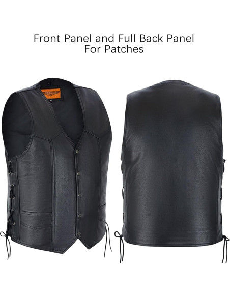 Chaleco de Cuero para Motocicleta Dream Apparel Negro 56