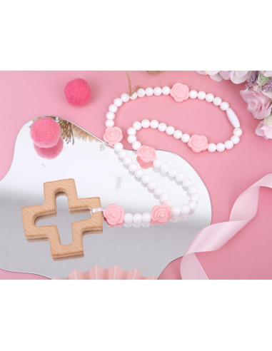Rosario de Silicona WAOUH con Cruz - Regalo Bautizo Niños