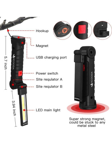 Linterna LED VICOODA Recargable 360 5 Modos 3 Paquetes