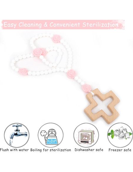 Rosario de Silicona WAOUH con Cruz - Regalo Bautizo Niños