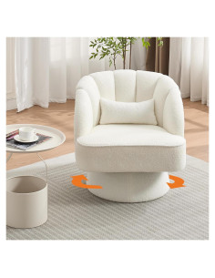 Silla de Acento Giratoria GarveeHome Beige 360 Terciopelo
