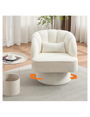 Silla de Acento Giratoria GarveeHome Beige 360 Terciopelo