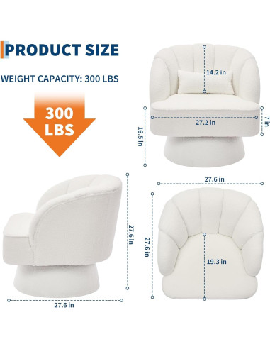 Silla de Acento Giratoria GarveeHome Beige 360 Terciopelo