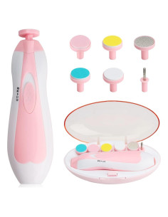 Limador de Uñas Eléctrico RDZ COMP Rosa con Luz LED y 6 Accesorios