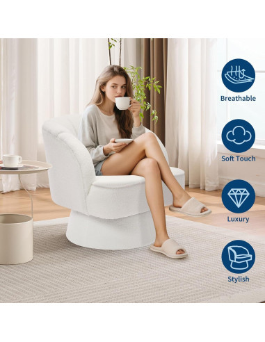 Silla de Acento Giratoria GarveeHome Beige 360 Terciopelo