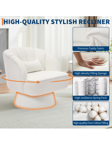 Silla de Acento Giratoria GarveeHome Beige 360 Terciopelo