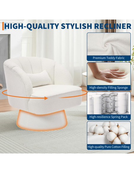 Silla de Acento Giratoria GarveeHome Beige 360 Terciopelo