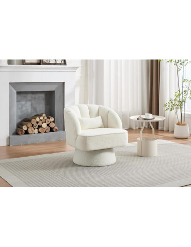 Silla de Acento Giratoria GarveeHome Beige 360 Terciopelo