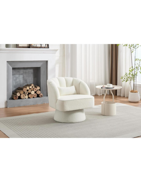 Silla de Acento Giratoria GarveeHome Beige 360 Terciopelo