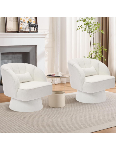 Silla de Acento Giratoria GarveeHome Beige 360 Terciopelo