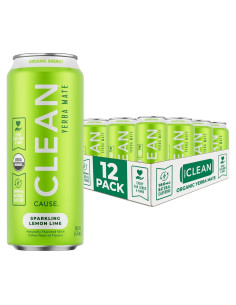 CLEAN Cause Té Espumoso de Yerba Mate Limón Orgánico 12 Latas