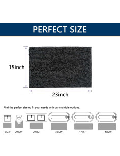 Alfombra de Baño BOANKODU Chenilla Gris Oscuro 58x38 cm 2