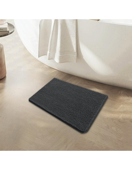 Alfombra de Baño BOANKODU Chenilla Gris Oscuro 58x38 cm