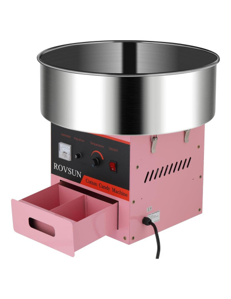 Máquina de Algodón de Azúcar 980W Rosa con Tazón 53 cm