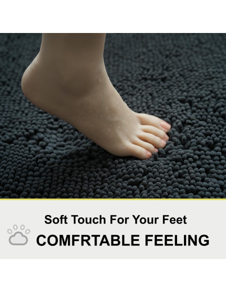 Alfombra de Baño BOANKODU Chenilla Gris Oscuro 58x38 cm