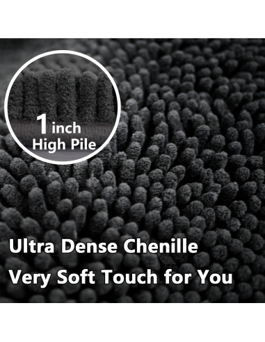 Alfombra de Baño BOANKODU Chenilla Gris Oscuro 58x38 cm