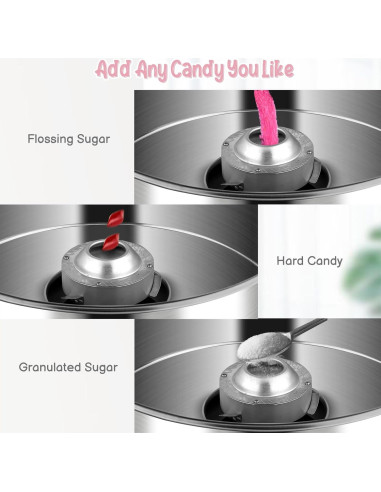 Máquina de Algodón de Azúcar 980W Rosa con Tazón 53 cm