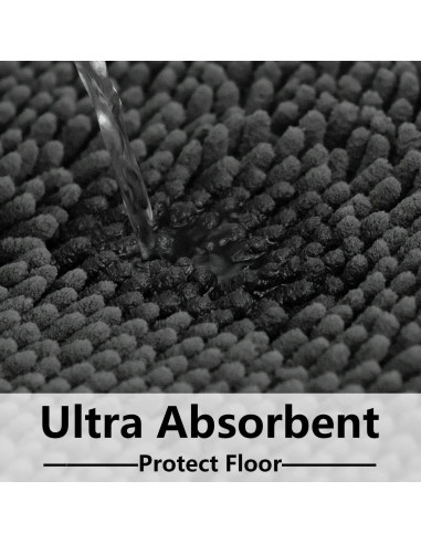 Alfombra de Baño BOANKODU Chenilla Gris Oscuro 58x38 cm