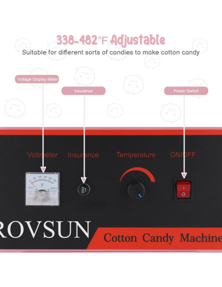 Máquina de Algodón de Azúcar 980W Rosa con Tazón 53 cm