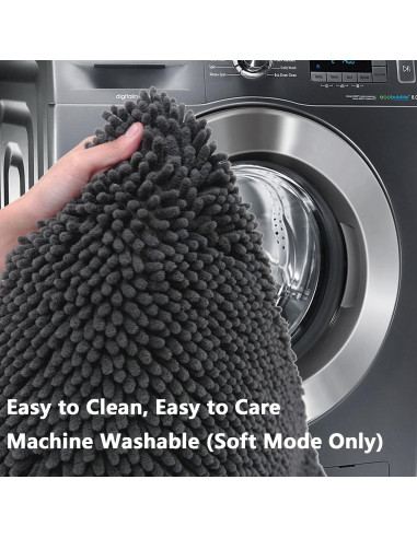 Alfombra de Baño BOANKODU Chenilla Gris Oscuro 58x38 cm