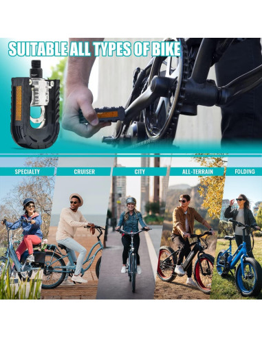 Pedales Plegables HANEVEAR 12.45x6.86cm Aluminio Antideslizantes