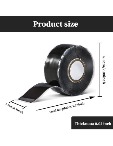 Cinta Adhesiva Impermeable 2.5cm x 3m WisePoint Negra