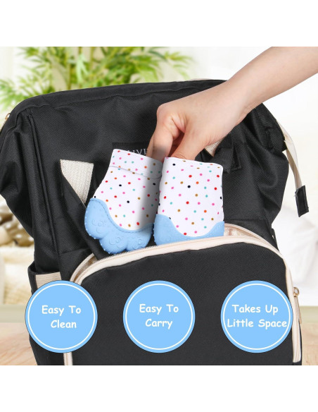 2 Mitones de Silicona para Dentición Infantil Vicloon Azul