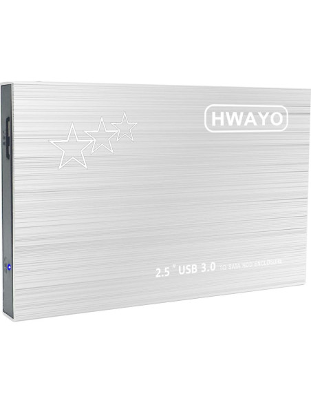 Disco Duro Externo Portátil HWAYO 750GB USB 3.0 Plata