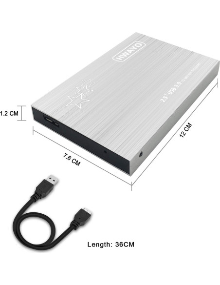 Disco Duro Externo Portátil HWAYO 750GB USB 3.0 Plata