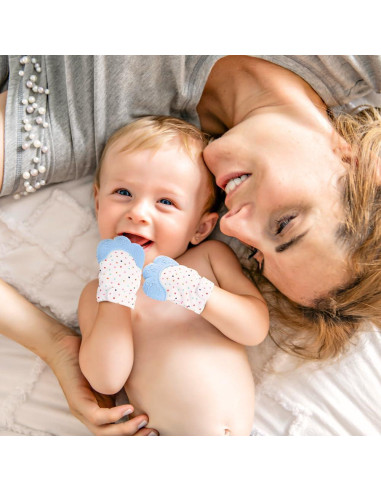 2 Mitones de Silicona para Dentición Infantil Vicloon Azul