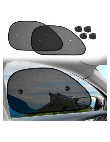 Sombrillas para Coche KEVWR 2 Pcs Protección Solar UV Negra