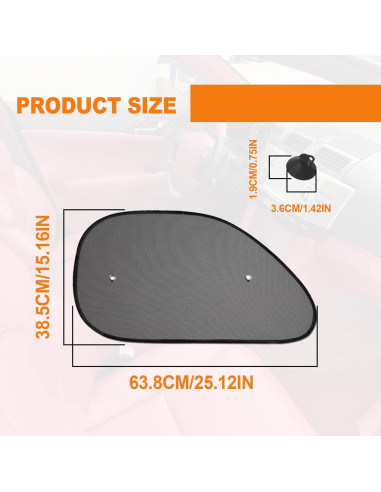 Sombrillas para Coche KEVWR 2 Pcs Protección Solar UV Negra