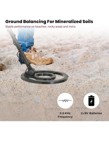 Detector de Metales Bounty Hunter Time Ranger - Pantalla LCD, 4 Modos, Bobina Impermeable