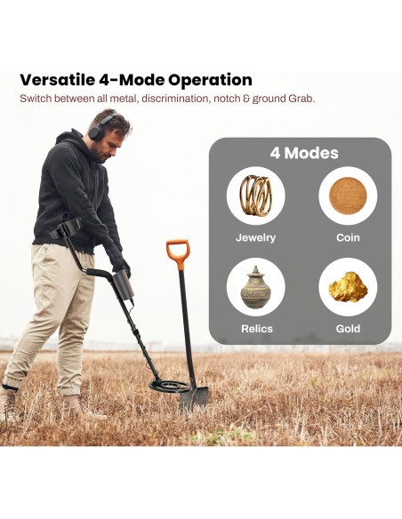 Detector de Metales Bounty Hunter Time Ranger - Pantalla LCD, 4 Modos, Bobina Impermeable