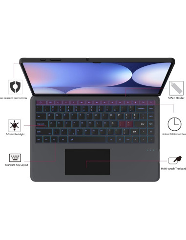 Funda de Teclado HEAPAO para Samsung Galaxy Tab S10 Ultra 14.6"