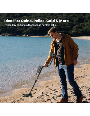 Detector de Metales Bounty Hunter Time Ranger - Pantalla LCD, 4 Modos, Bobina Impermeable